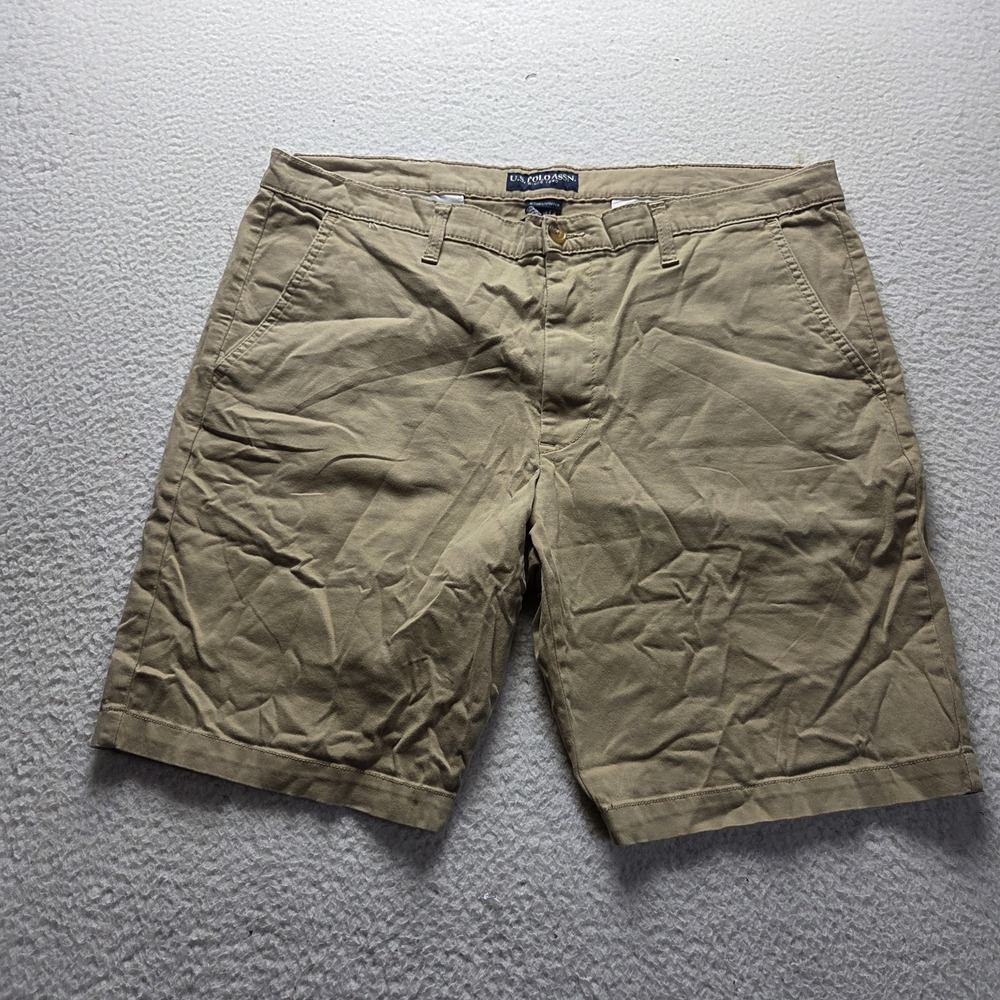 U.S. POLO ASSN. Shorts Mens 40 Beige Cotton Spandex Chino 10 Inseam Casual